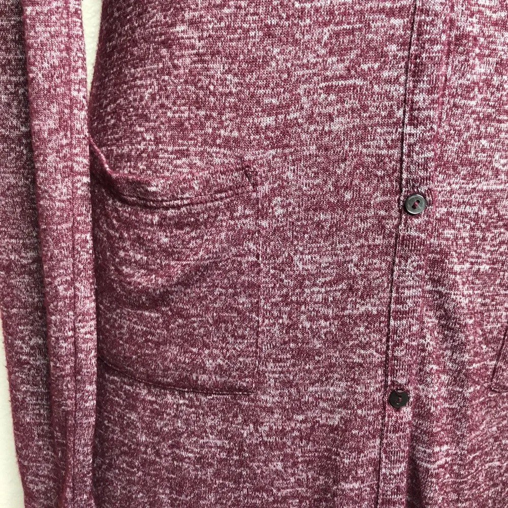 Aeropostale Cardigan Burgundy Marled Button Down Longline Duster Size XS - Picture 7 of 11